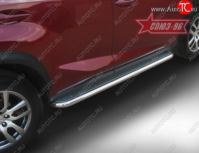 20 249 р. Защита порогов с листом F-Sport Souz-96 (d60). Lexus NX300h Z10 дорестайлинг (2014-2017)  с доставкой в г. Керчь