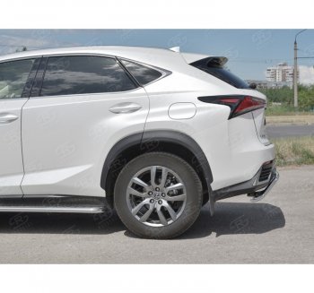 15 999 р. Защита заднего бампера (Ø42 мм волна, нержавейка) SLITKOFF  Lexus NX300h  Z10 (2014-2017) дорестайлинг  с доставкой в г. Керчь. Увеличить фотографию 2