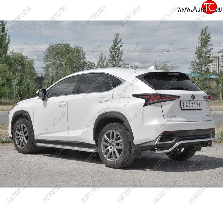 15 999 р. Защита заднего бампера (Ø42 мм волна, нержавейка) SLITKOFF  Lexus NX300h  Z10 (2014-2017) дорестайлинг  с доставкой в г. Керчь