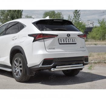 19 699 р. Защита заднего бампера (2 трубы Ø63 и 42 мм, нержавейка) SLITKOFF  Lexus NX300h  Z10 (2014-2017) дорестайлинг  с доставкой в г. Керчь. Увеличить фотографию 3