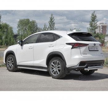 Защита заднего бампера (2 трубы Ø63 и 42 мм, нержавейка) SLITKOFF Lexus NX300h  Z10 (2014-2017) дорестайлинг