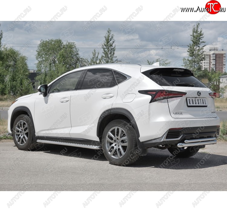19 699 р. Защита заднего бампера (2 трубы Ø63 и 42 мм, нержавейка) SLITKOFF  Lexus NX300h  Z10 (2014-2017) дорестайлинг  с доставкой в г. Керчь