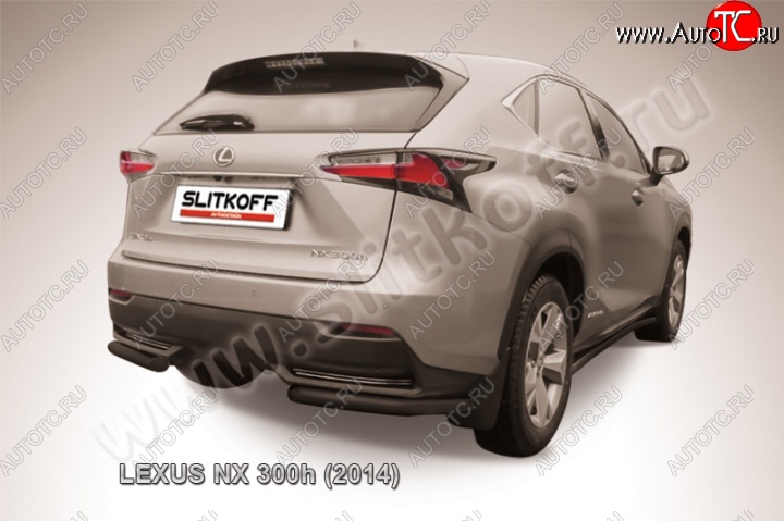 6 899 р. Защита заднего бампера из уголков d57 Slitkoff  Lexus NX300h  Z10 (2014-2017) дорестайлинг (Цвет: серебристый)  с доставкой в г. Керчь