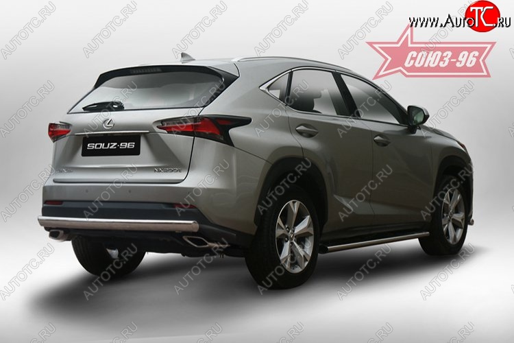 15 434 р. Защита заднего бампера Souz-96 рестайлинг (овал 75х42) Lexus NX200 Z10 дорестайлинг (2014-2017)  с доставкой в г. Керчь