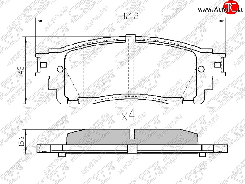 849 р. Колодки тормозные SAT (задние)  Lexus NX200  Z10 - NX300h  Z10  с доставкой в г. Керчь
