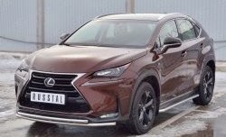 16 999 р. Защита переднего бампера (2 трубыØ42 мм, нержавейка) SLITKOFF Lexus NX200 Z10 дорестайлинг (2014-2017)  с доставкой в г. Керчь. Увеличить фотографию 2