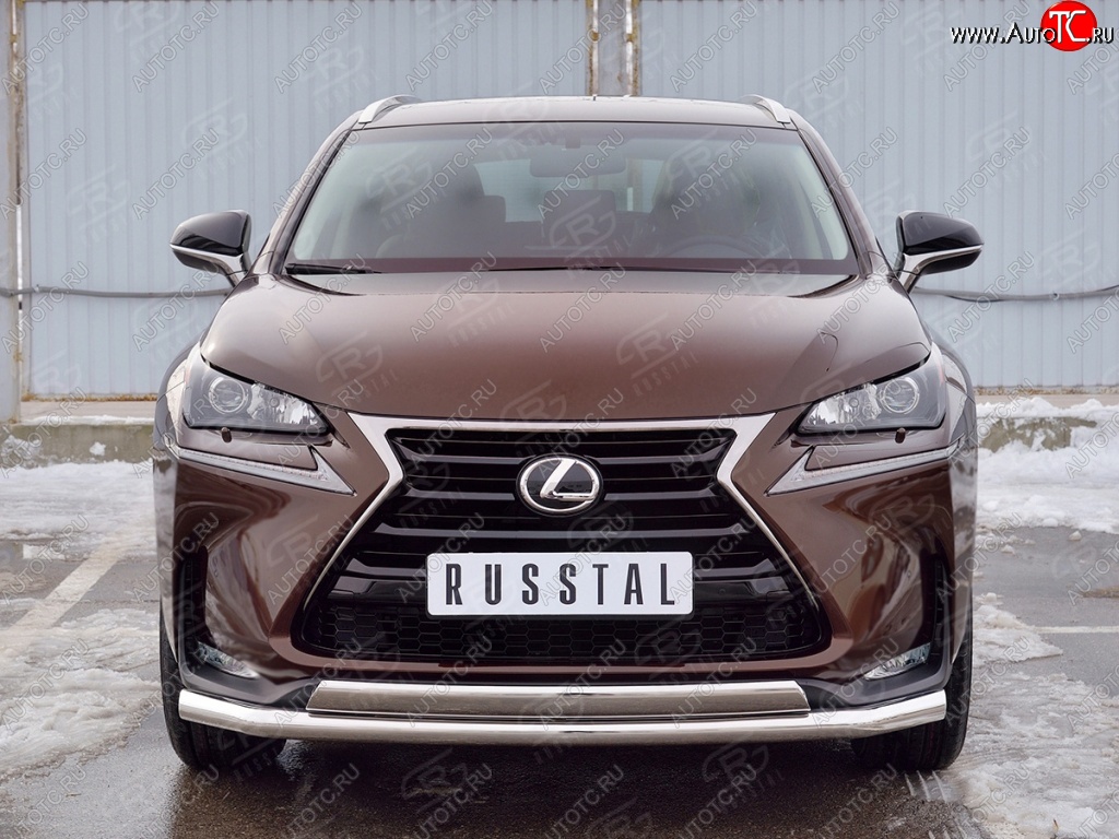 14 349 р. Защита переднего бампера (2 трубыØ63 и 75х42 мм, нержавейка) Russtal Lexus NX200 Z10 дорестайлинг (2014-2017)  с доставкой в г. Керчь