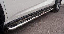 24 649 р. Порожки для ног (Ø42) SLITKOFF  Lexus NX200  Z10 (2014-2017) дорестайлинг (лист - алюминий, профиль - нержавейка)  с доставкой в г. Керчь. Увеличить фотографию 3