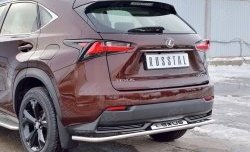 17 599 р. Защита заднего бампера (Ø42 мм с надписью, нержавейка) SLITKOFF  Lexus NX200  Z10 (2014-2017) дорестайлинг  с доставкой в г. Керчь. Увеличить фотографию 4