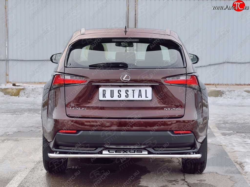 17 599 р. Защита заднего бампера (Ø42 мм с надписью, нержавейка) SLITKOFF  Lexus NX200  Z10 (2014-2017) дорестайлинг  с доставкой в г. Керчь