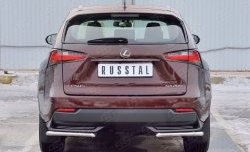 Защита заднего бампера (Ø42 мм уголки, нержавейка) SLITKOFF Lexus NX200  Z10 (2014-2017) дорестайлинг