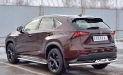 18 999 р. Защита заднего бампера (Ø63 мм с надписью, нержавейка) SLITKOFF  Lexus NX200  Z10 (2014-2017) дорестайлинг  с доставкой в г. Керчь. Увеличить фотографию 2