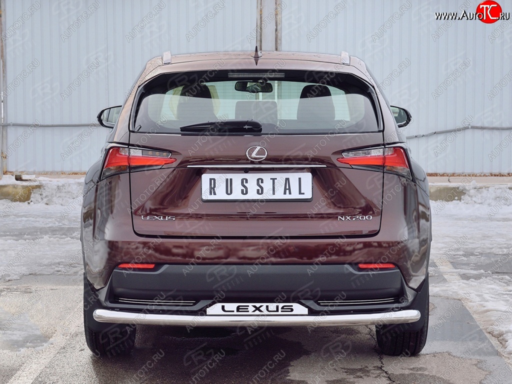 18 999 р. Защита заднего бампера (Ø63 мм с надписью, нержавейка) SLITKOFF  Lexus NX200  Z10 (2014-2017) дорестайлинг  с доставкой в г. Керчь