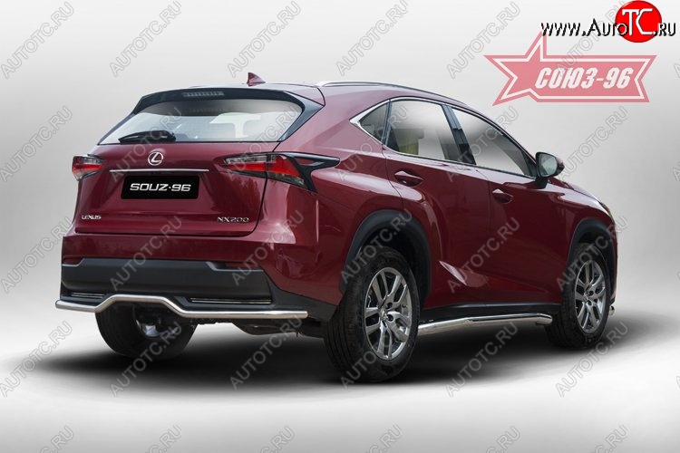 14 084 р. Волнистая защита заднего бампера d42 ( одна выхлопная труба ) Souz-96 Lexus NX200 Z10 дорестайлинг (2014-2017)  с доставкой в г. Керчь