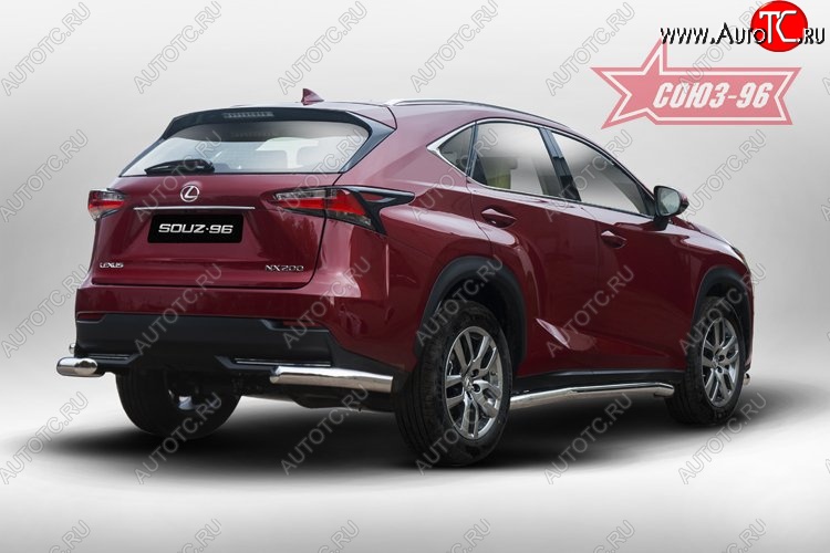 13 679 р. Угловая защита заднего бампера (d60) ( одна выхлопная труба ) Souz-96 Lexus NX200 Z10 дорестайлинг (2014-2017)  с доставкой в г. Керчь