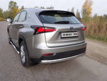 Защита заднего бампера (овальная) ТСС (нержавейка d75х42 мм) Lexus NX200  Z10 (2014-2017) дорестайлинг