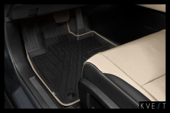 8 449 р. Коврик в салони премиум-класса Kvest Lexus RX350 AL20 дорестайлинг (2015-2019) (Черный с бежевой окантовкой)  с доставкой в г. Керчь. Увеличить фотографию 11