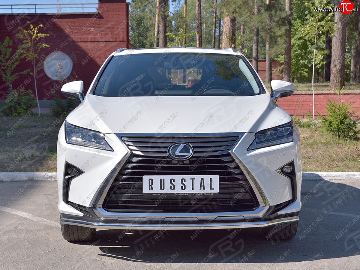 18 299 р. Защита переднего бампера (Ø42 мм, нержавейка, кроме F-Sport) SLITKOFF Lexus RX350L AL20 дорестайлинг (2017-2019)  с доставкой в г. Керчь