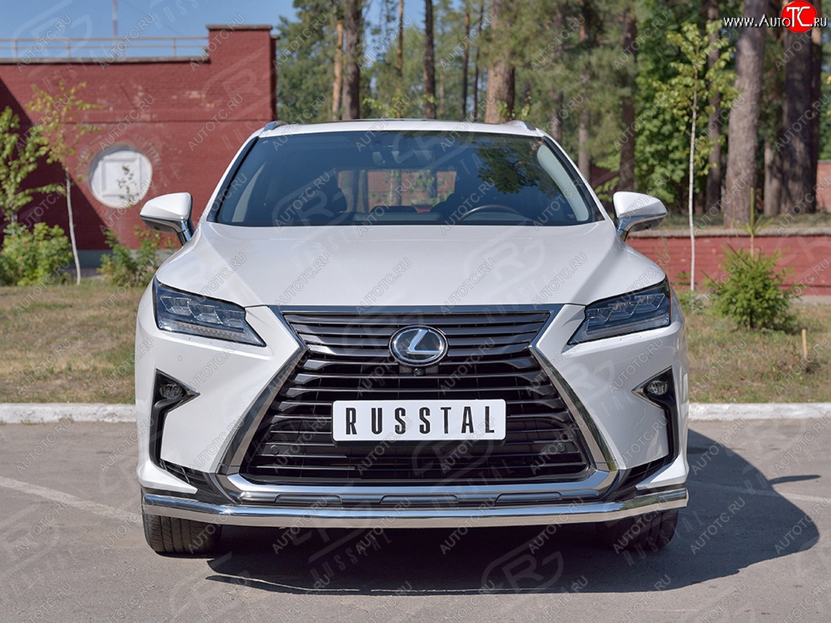 19 299 р. Защита переднего бампера (Ø63 мм, нержавейка, кроме F-Sport) SLITKOFF Lexus RX350L AL20 дорестайлинг (2017-2019)  с доставкой в г. Керчь