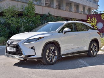 13 999 р. Защита переднего бампера (Ø75х42 мм, нержавейка, кроме F-Sport) Russtal Lexus RX350L AL20 дорестайлинг (2017-2019)  с доставкой в г. Керчь. Увеличить фотографию 2