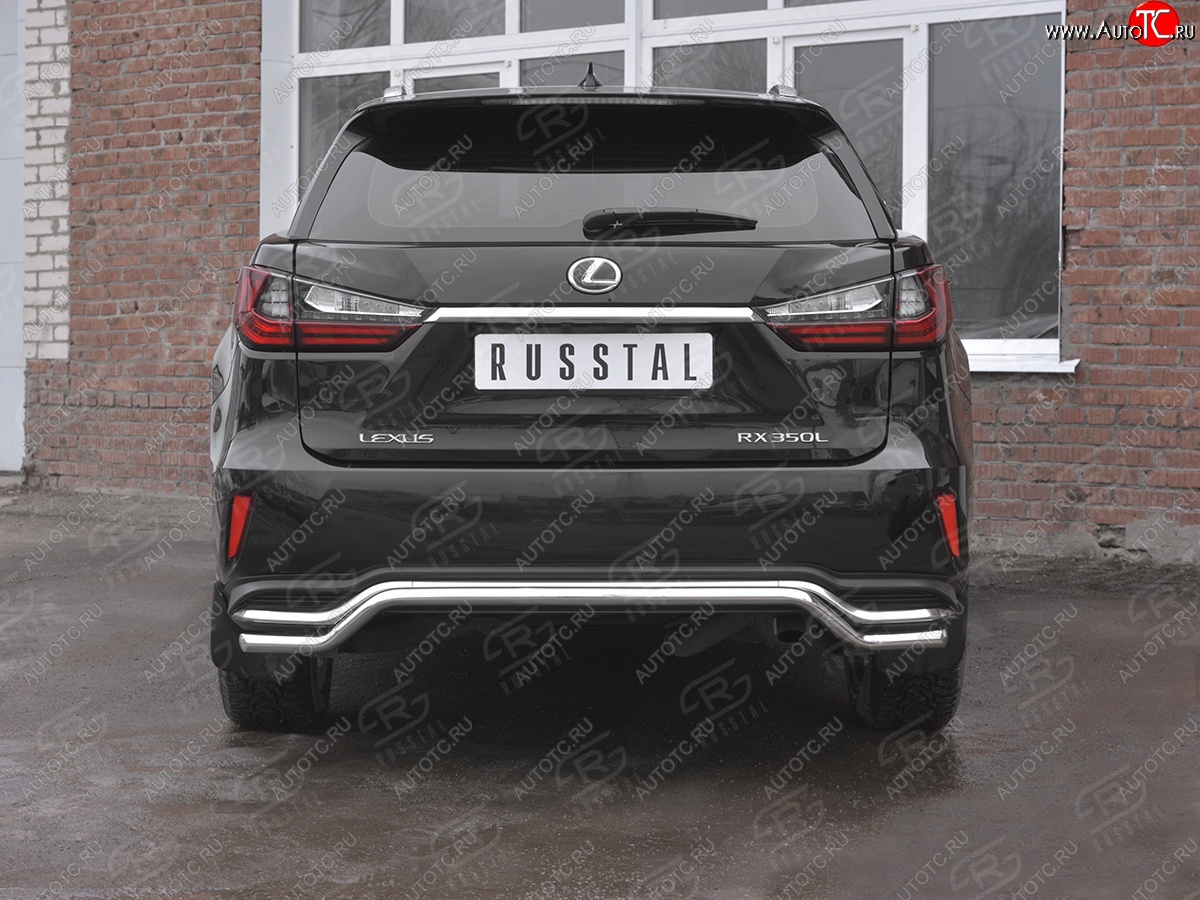 15 799 р. Защита заднего бампера (Ø42 мм волна, нержавейка, NOT F-SPORT) SLITKOFF Lexus RX350L AL20 рестайлинг (2019-2022)  с доставкой в г. Керчь