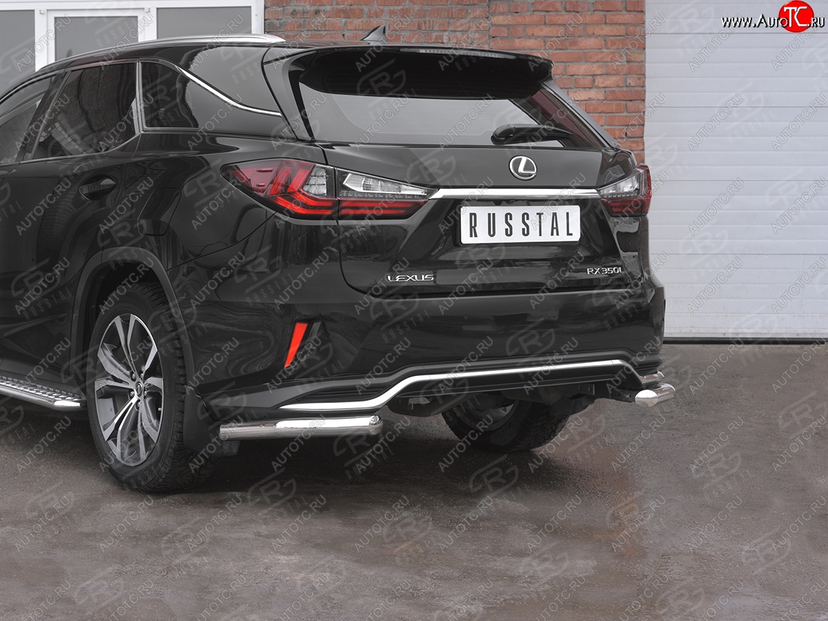 17 949 р. Защита заднего бампера (Ø63 уголки, нержавейка, NOT F-SPORT) SLITKOFF  Lexus RX350L  AL20 (2017-2022) дорестайлинг, рестайлинг  с доставкой в г. Керчь