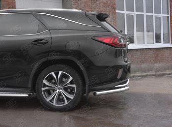 17 949 р. Защита заднего бампера (Ø63 уголки, нержавейка, NOT F-SPORT) SLITKOFF  Lexus RX350L  AL20 (2017-2022) дорестайлинг, рестайлинг  с доставкой в г. Керчь. Увеличить фотографию 2