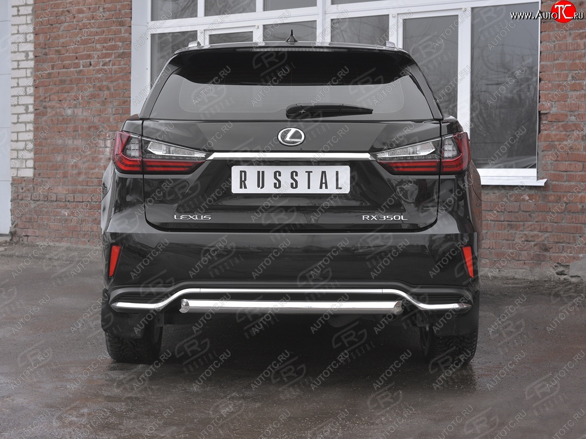 17 999 р. Защита заднего бампера (Ø63 мм, нержавейка, NOT F-SPORT) SLITKOFF  Lexus RX350L  AL20 (2017-2022) дорестайлинг, рестайлинг  с доставкой в г. Керчь