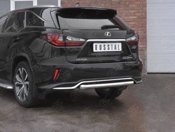 17 999 р. Защита заднего бампера (Ø63 мм, нержавейка, NOT F-SPORT) SLITKOFF  Lexus RX350L  AL20 (2017-2022) дорестайлинг, рестайлинг  с доставкой в г. Керчь. Увеличить фотографию 2