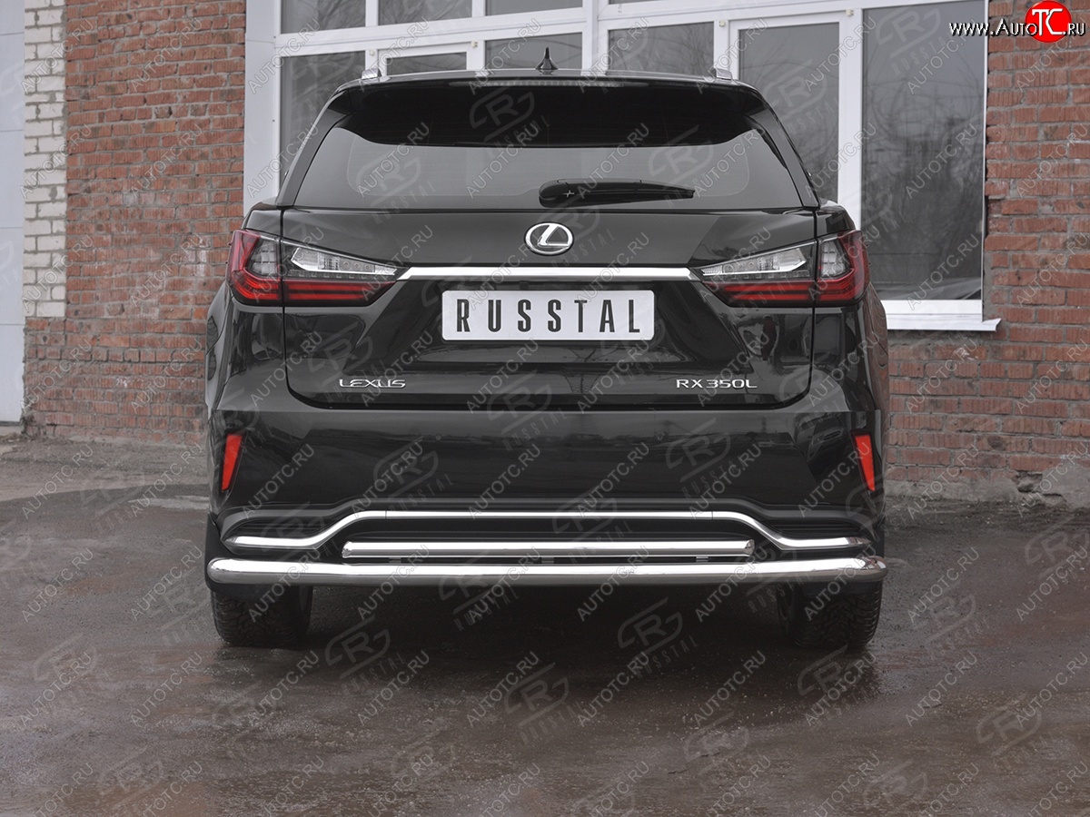 20 599 р. Защита заднего бампера (Ø63 и 42 мм, нержавейка, NOT F-SPORT) SLITKOFF  Lexus RX350L  AL20 (2017-2022) дорестайлинг, рестайлинг  с доставкой в г. Керчь