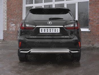 13 999 р. Защита заднего бампера (Ø75х42 мм, нержавейка, NOT F-SPORT) Russtal Lexus RX350L AL20 дорестайлинг (2017-2019)  с доставкой в г. Керчь. Увеличить фотографию 3