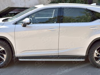 24 649 р. Порожки для ног (кроме комплектации F-Sport) SLITKOFF (Ø42 мм)  Lexus RX350L  AL20 (2017-2022) дорестайлинг, рестайлинг (Лист алюминиевый, труба - нержавейка)  с доставкой в г. Керчь. Увеличить фотографию 2