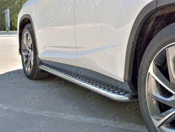 24 649 р. Порожки для ног (кроме комплектации F-Sport) SLITKOFF (Ø42 мм)  Lexus RX350L  AL20 (2017-2022) дорестайлинг, рестайлинг (Лист алюминиевый, труба - нержавейка)  с доставкой в г. Керчь. Увеличить фотографию 3