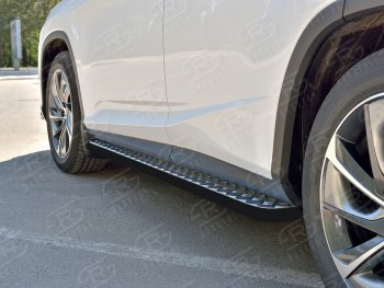 22 999 р. Порожки для ног (кроме комплектации F-Sport) SLITKOFF (Ø42 мм)  Lexus RX350L  AL20 (2017-2022) дорестайлинг, рестайлинг (Лист алюминиевый, труба - сталь окрашенная в черный цвет)  с доставкой в г. Керчь. Увеличить фотографию 2