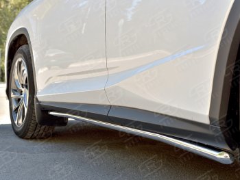 Защита порогов (Ø42 мм, нержавейка, кроме F-Sport) SLITKOFF Lexus RX350L  AL20 (2017-2022) дорестайлинг, рестайлинг (Металлические торцы под 45°)