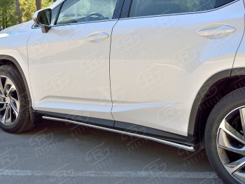 17 299 р. Защита порогов (Ø42 мм, нержавейка, кроме F-Sport) SLITKOFF  Lexus RX350L  AL20 (2017-2022) дорестайлинг, рестайлинг (Металлические торцы под 45°)  с доставкой в г. Керчь. Увеличить фотографию 2