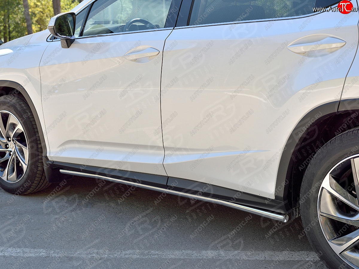17 299 р. Защита порогов (Ø42 мм, нержавейка, кроме F-Sport) SLITKOFF  Lexus RX350L  AL20 (2017-2022) дорестайлинг, рестайлинг (Металлические торцы под 90°)  с доставкой в г. Керчь