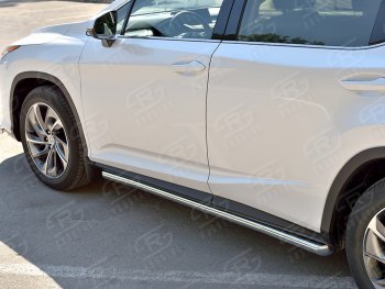 19 999 р. Защита порогов (Ø63 мм, нержавейка, кроме F-sport) SLITKOFF  Lexus RX350L  AL20 (2017-2022) дорестайлинг, рестайлинг (Металлические торцы под 45°)  с доставкой в г. Керчь. Увеличить фотографию 2