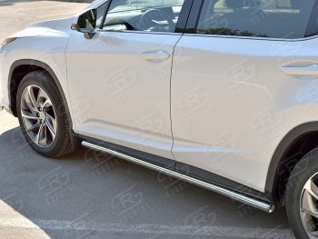 19 999 р. Защита порогов (Ø63 мм, нержавейка, кроме F-sport) SLITKOFF Lexus RX350L AL20 дорестайлинг (2017-2019) (Металлические торцы под 90°)  с доставкой в г. Керчь. Увеличить фотографию 2