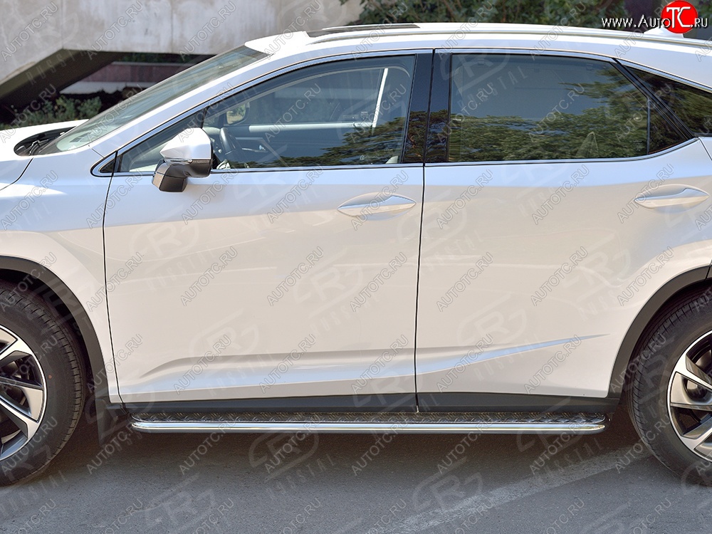 24 649 р. Широкая защита порогов из трубы диаметром 42 мм SLITKOFF  Lexus RX  200T (2015-2017) AL20 дорестайлинг  с доставкой в г. Керчь