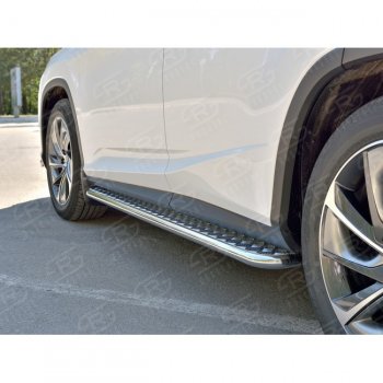 22 999 р. Широкая защита порогов с трубой диаметром 42 мм SLITKOFF v2  Lexus RX  200T (2015-2017) AL20 дорестайлинг  с доставкой в г. Керчь. Увеличить фотографию 2