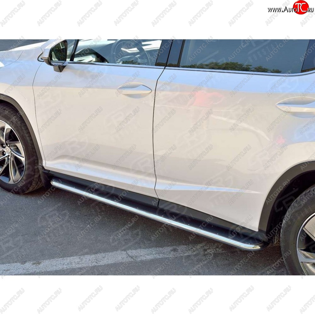 27 999 р. Широкая защита порогов с трубой диаметром 42 мм SLITKOFF v3  Lexus RX  200T (2015-2017) AL20 дорестайлинг  с доставкой в г. Керчь