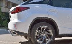 17 399 р. Защита заднего бампера (Ø42 мм волна, нержавейка) SLITKOFF Lexus RX 200T AL20 дорестайлинг (2015-2017)  с доставкой в г. Керчь. Увеличить фотографию 4