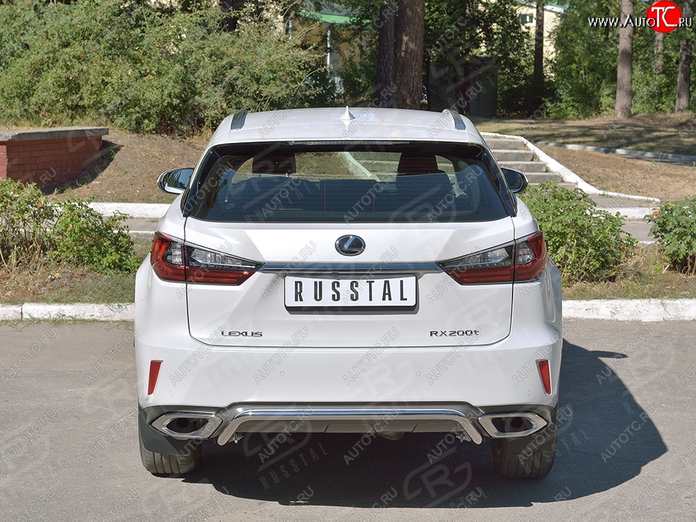 17 999 р. Защита заднего бампера (Ø42 мм волна под машину, нержавейка) SLITKOFF Lexus RX 200T AL20 дорестайлинг (2015-2017)  с доставкой в г. Керчь