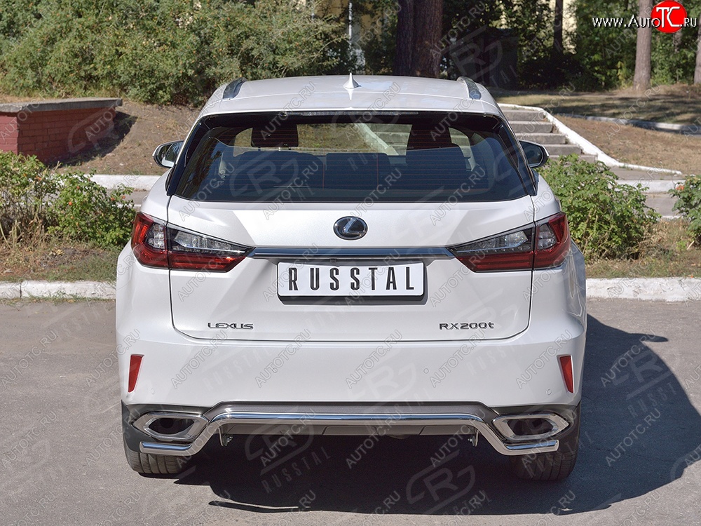 17 399 р. Защита заднего бампера (Ø42 мм волна, нержавейка) SLITKOFF Lexus RX 200T AL20 дорестайлинг (2015-2017)  с доставкой в г. Керчь