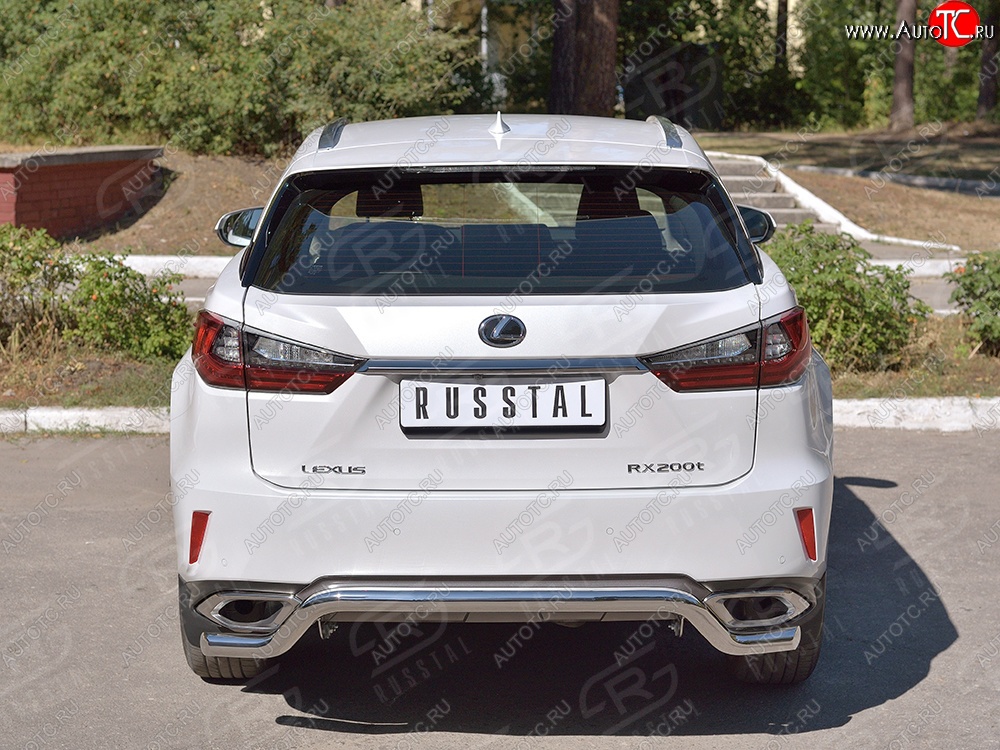 19 999 р. Защита заднего бампера диаметром 63 мм с изгибом SLITKOFF Lexus RX 200T AL20 дорестайлинг (2015-2017)  с доставкой в г. Керчь