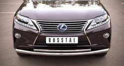 16 299 р. Защита переднего бампера (2 трубыØ63 и 42 мм, нержавейка) SLITKOFF Lexus RX270 AL10 дорестайлинг (2010-2012)  с доставкой в г. Керчь. Увеличить фотографию 2