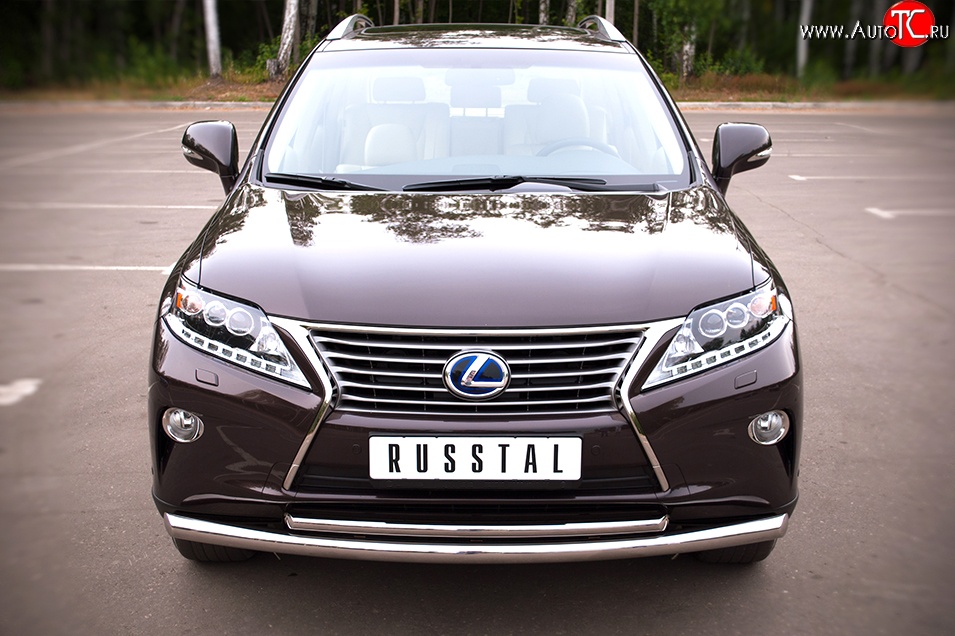 16 299 р. Защита переднего бампера (2 трубыØ63 и 42 мм, нержавейка) SLITKOFF Lexus RX270 AL10 дорестайлинг (2010-2012)  с доставкой в г. Керчь