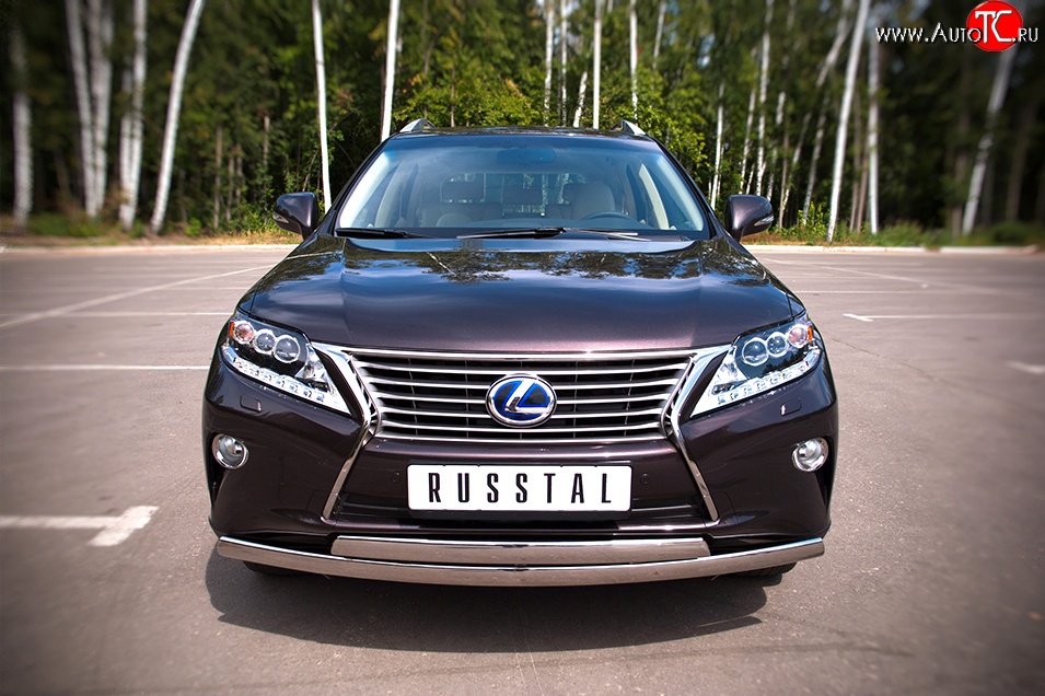 16 849 р. Защита переднего бампера (2 трубыØ75х42 мм, нержавейка) Russtal Lexus RX270 AL10 дорестайлинг (2010-2012)  с доставкой в г. Керчь