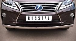 Защита переднего бампера (Ø75х42 мм, нержавейка) Russtal Lexus RX450H AL10 дорестайлинг (2009-2012)